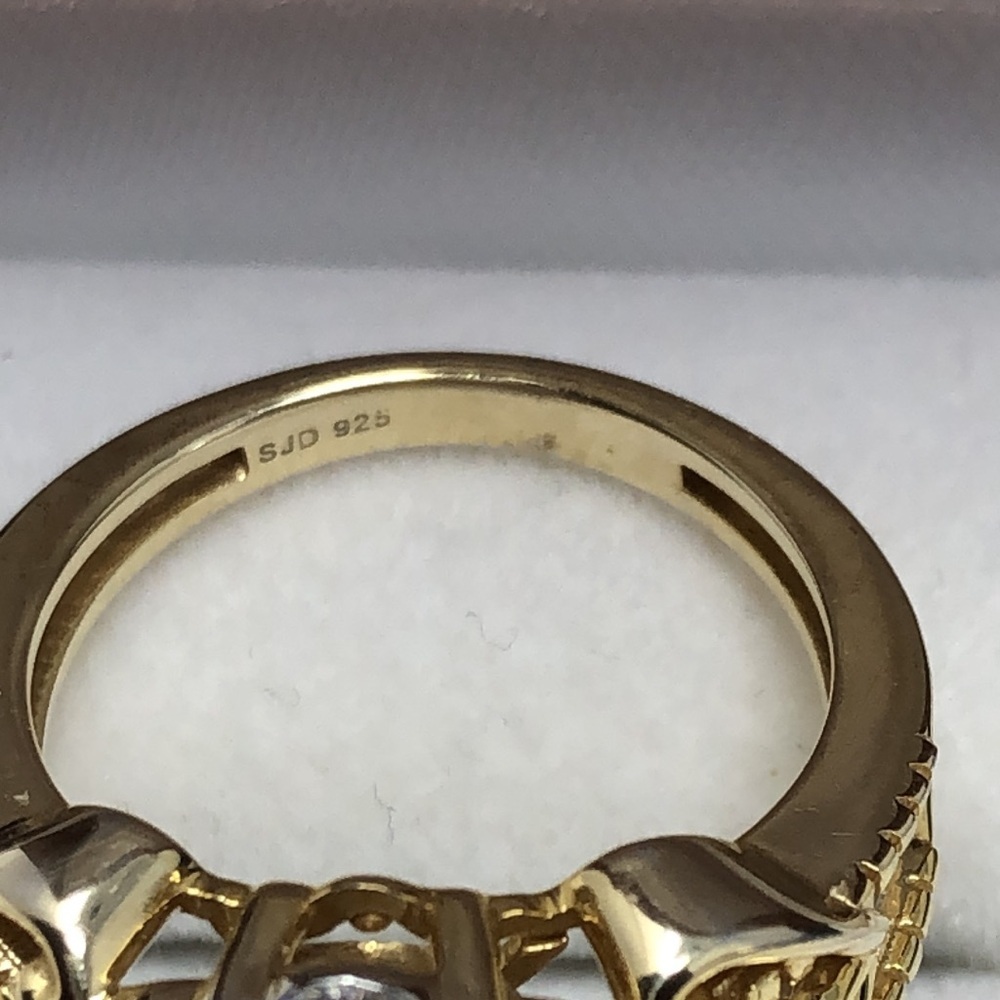 Moissanite Fire Ring 14K Yellow Gold Over 925 Silver Cluster Flower Size 6 - Picture 7 of 16
